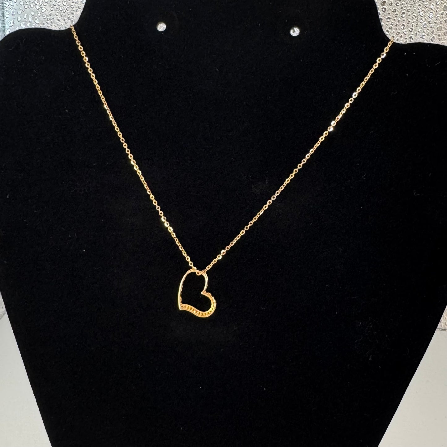 Open Heart Necklace with stones