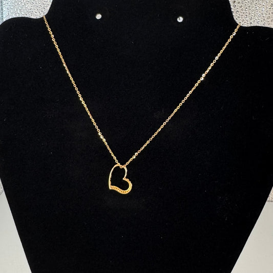 Open Heart Necklace with stones