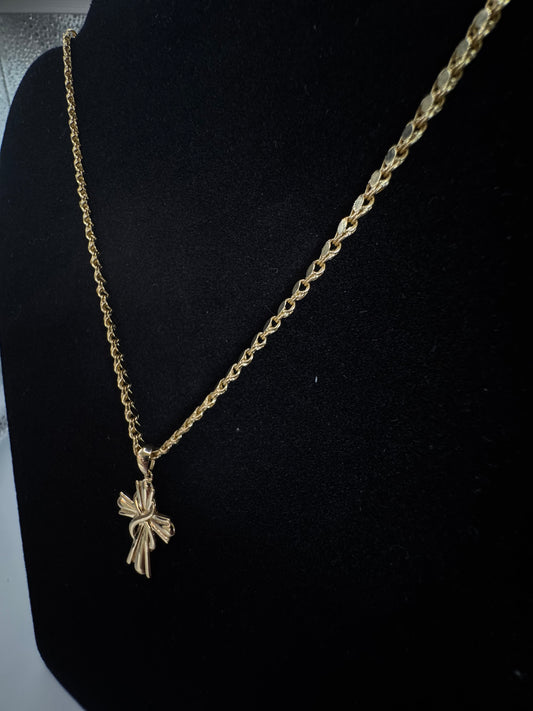 Damascus Chain Necklace with Cross Pendant