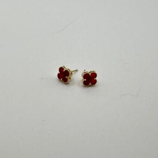VCA - Clover studs earring -8mm- Red